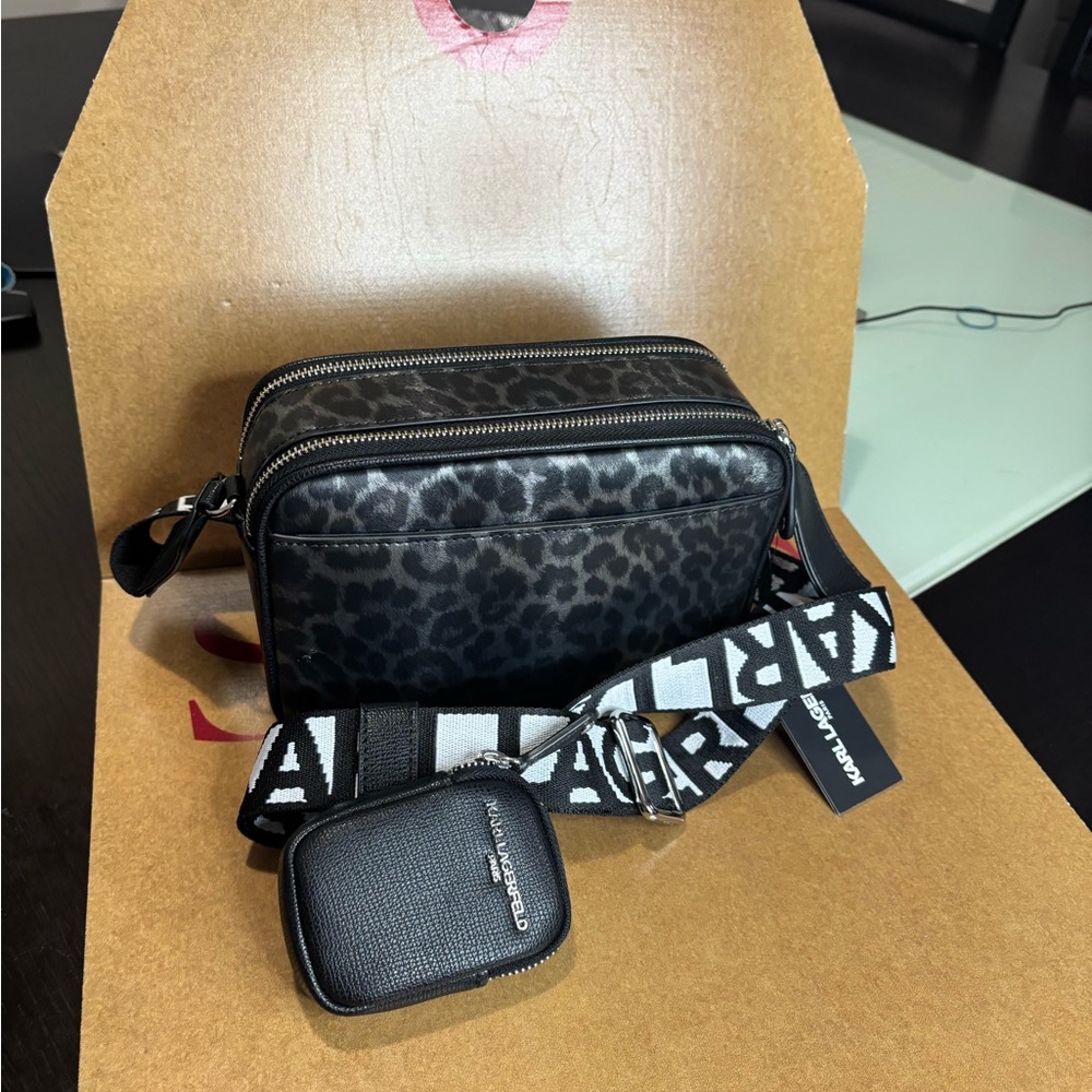 Karl Lagerfeld Black and White Graphic Belt Bag - Picture 4 of 11
